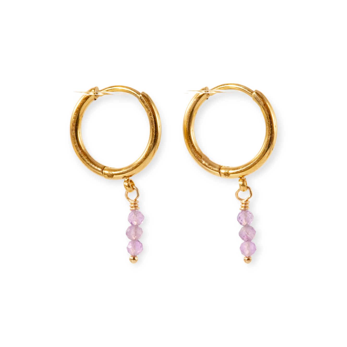 3 Stone Birthstone Hoop Earrings