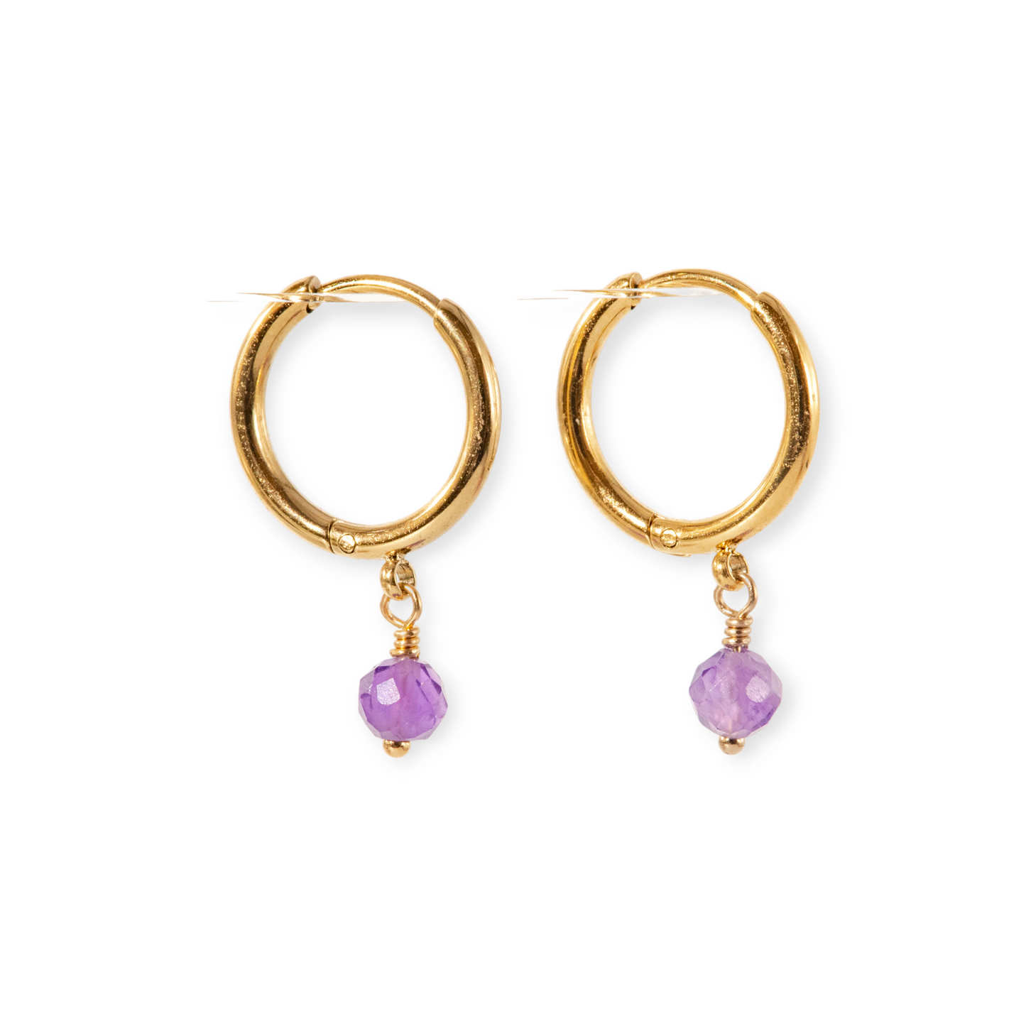 Minimalist Single Stone Birthstone Hoop Earrings