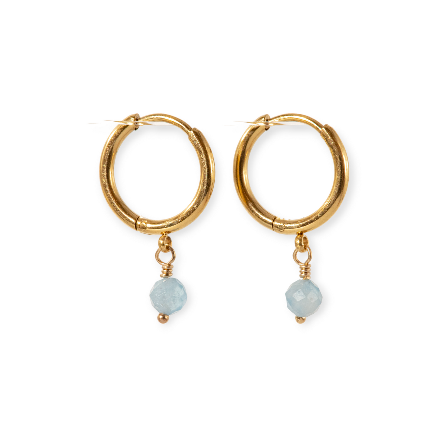 Minimalist Single Stone Birthstone Hoop Earrings