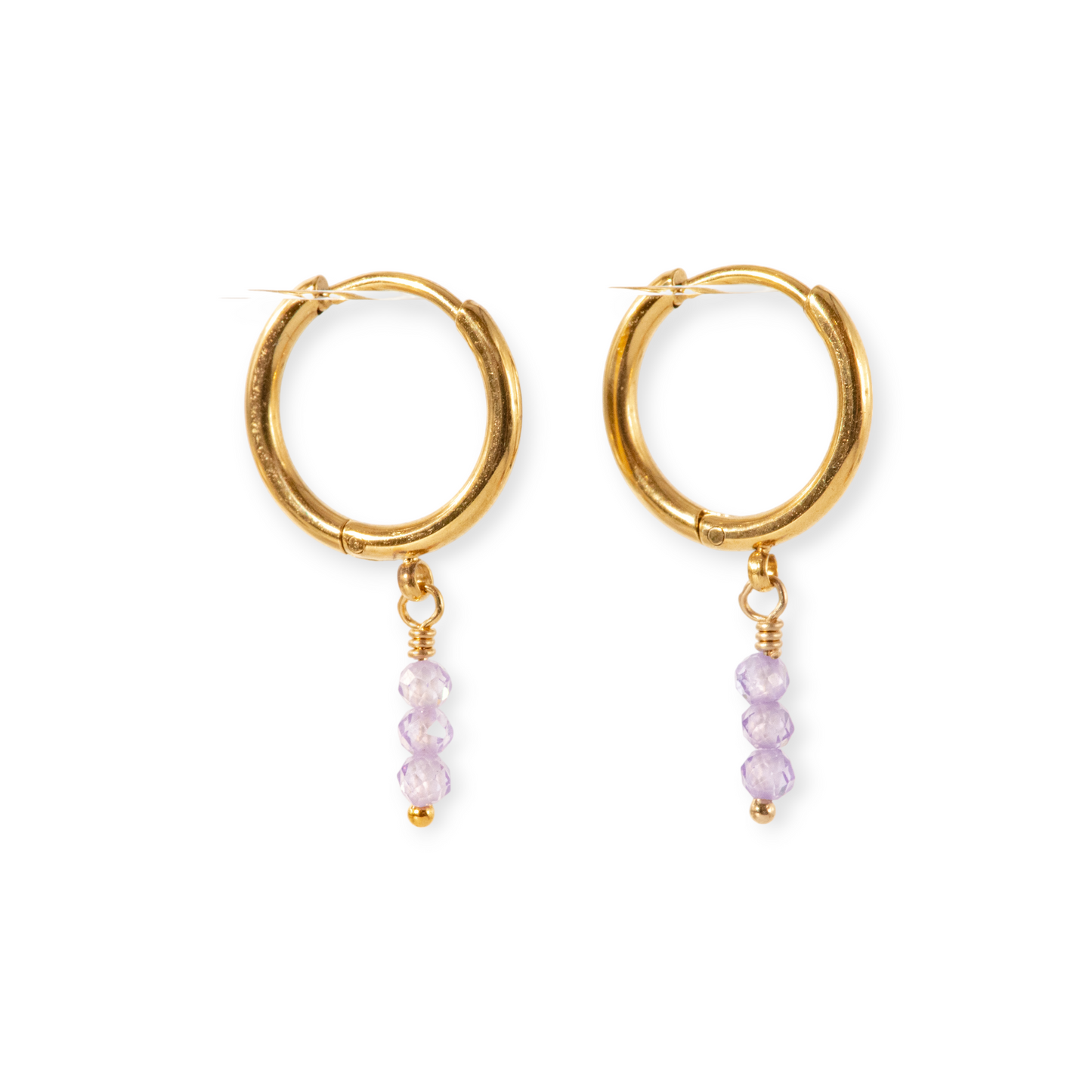 3 Stone Birthstone Hoop Earrings