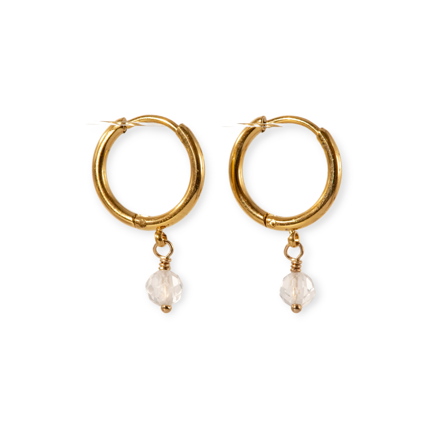 Minimalist Single Stone Birthstone Hoop Earrings