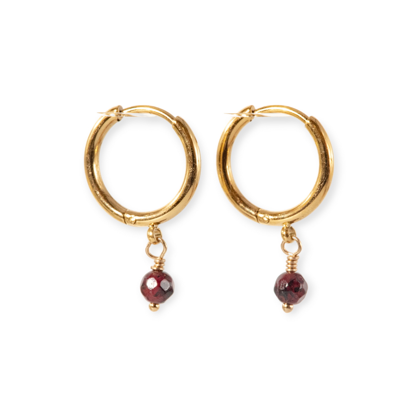 Minimalist Single Stone Birthstone Hoop Earrings