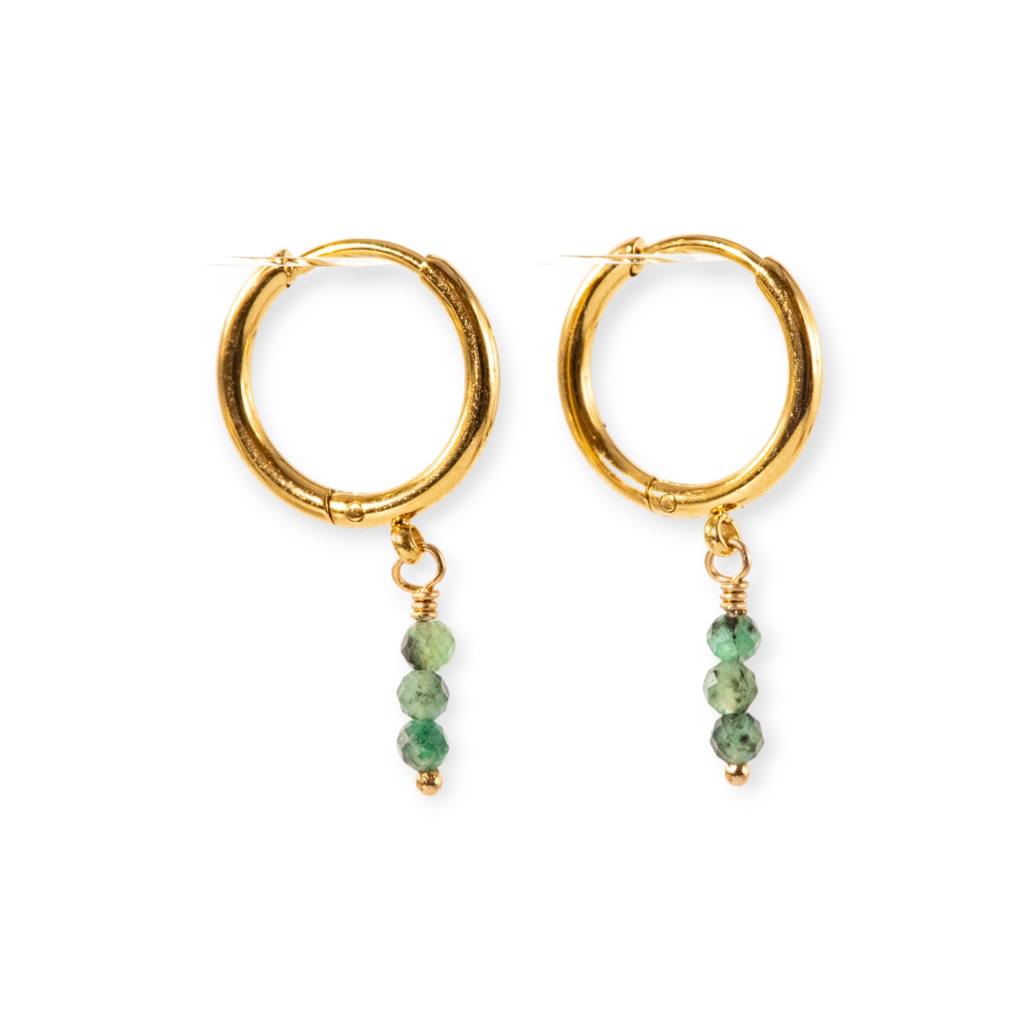 3 Stone Birthstone Hoop Earrings