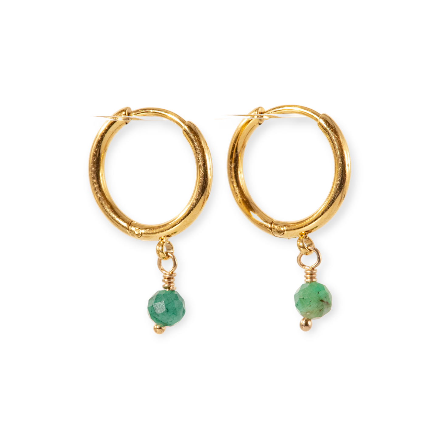 Minimalist Single Stone Birthstone Hoop Earrings