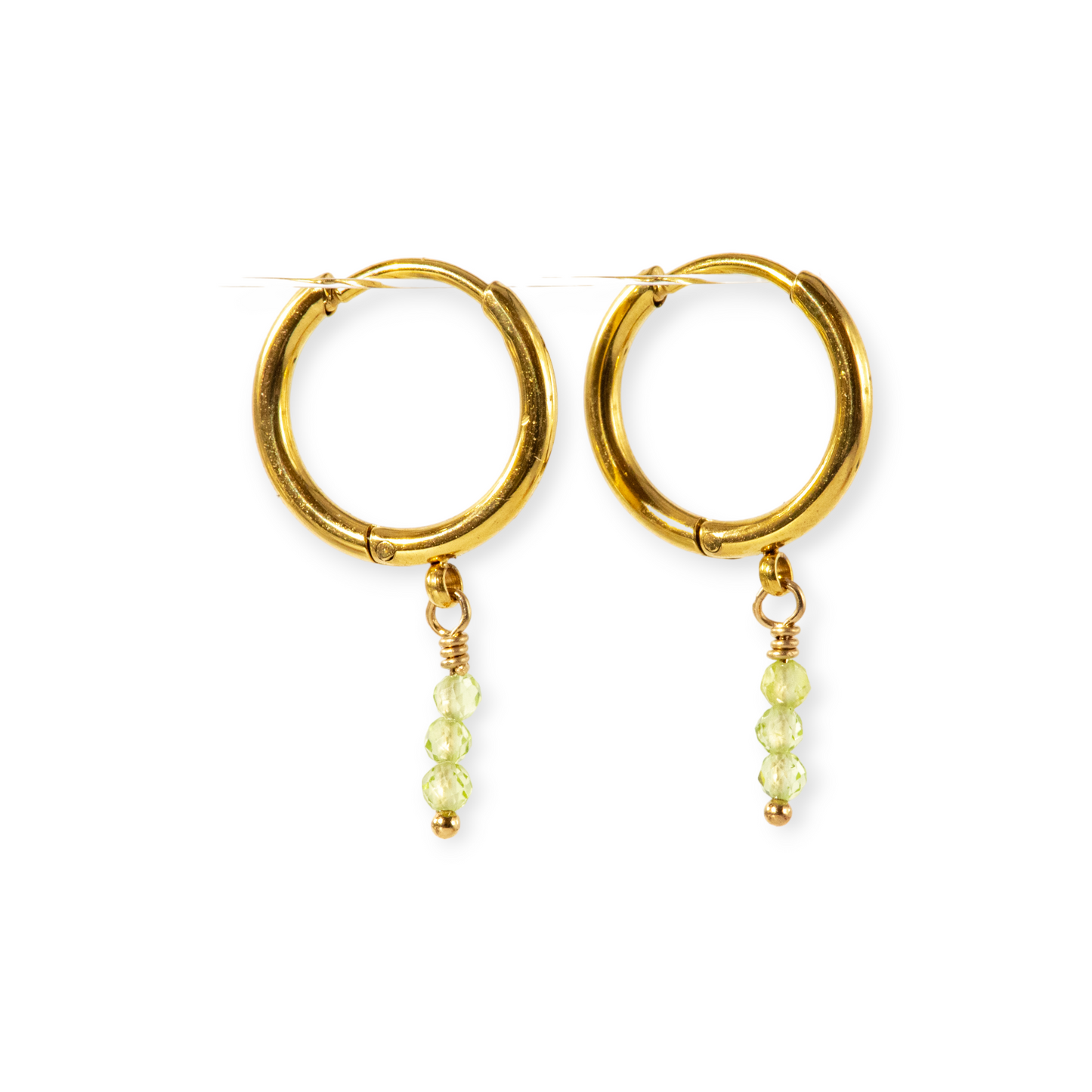 3 Stone Birthstone Hoop Earrings