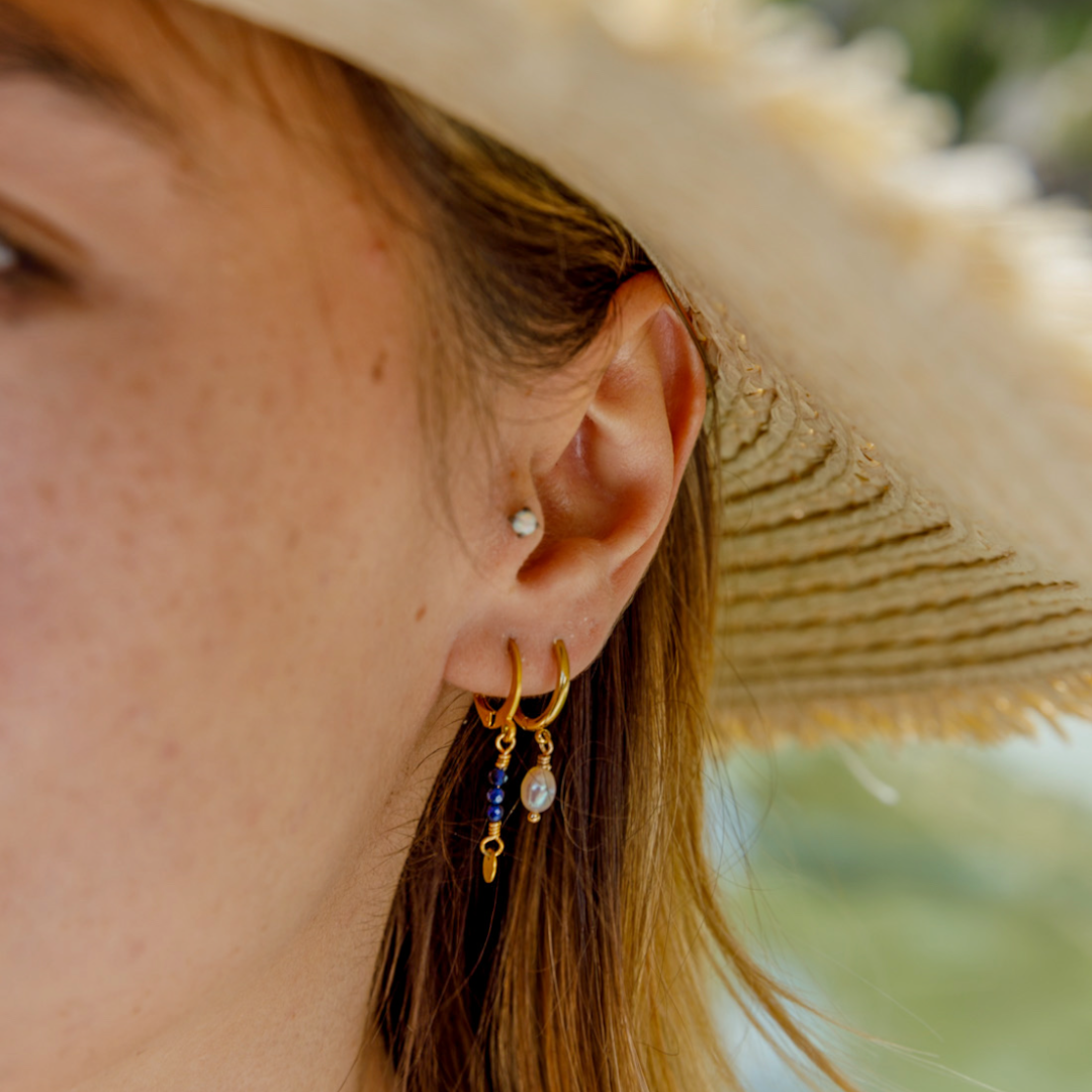 Minimalist Single Stone Birthstone Hoop Earrings