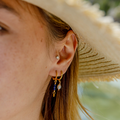 Pendientes minimalistas de aro con piedra natal de una sola piedra