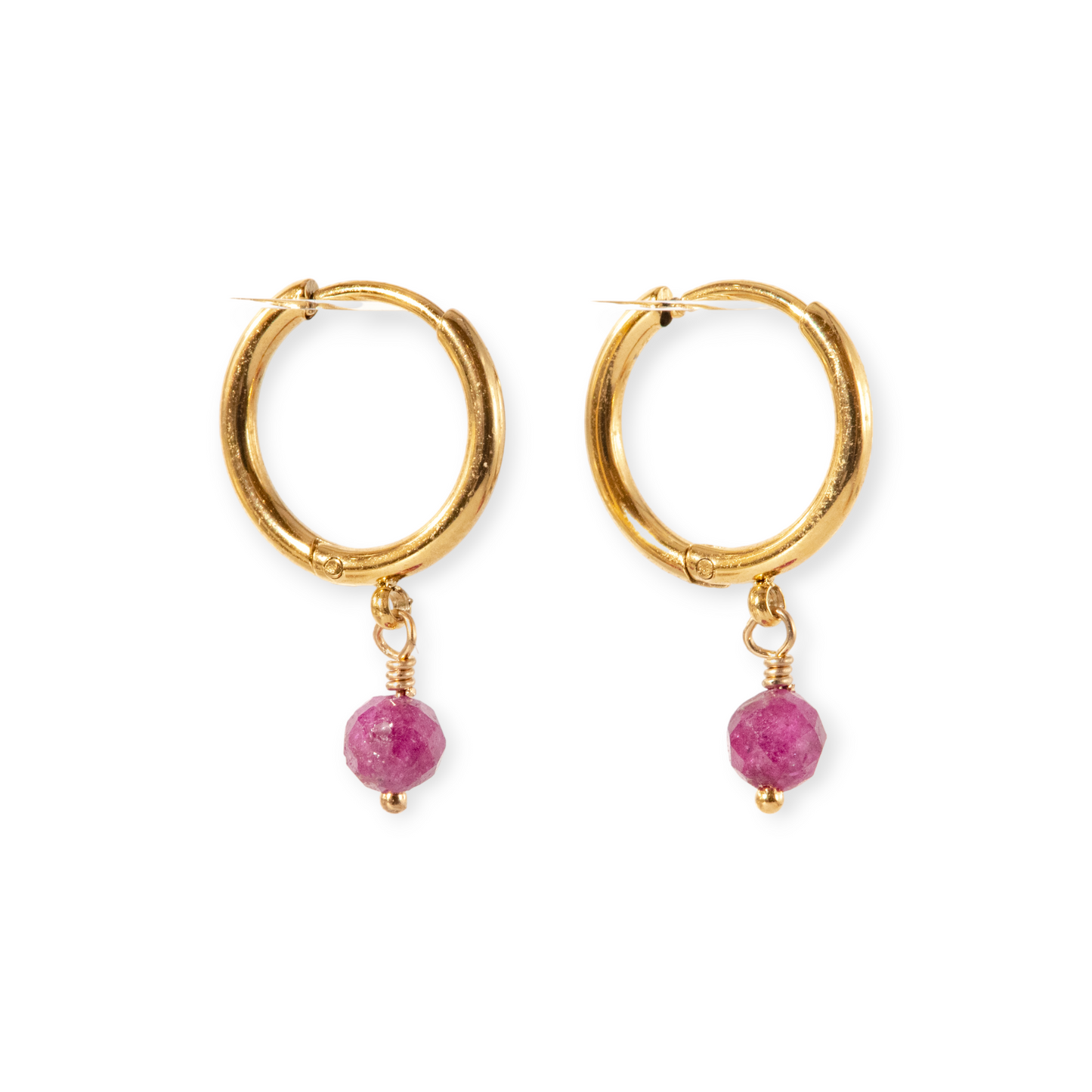 Minimalist Single Stone Birthstone Hoop Earrings