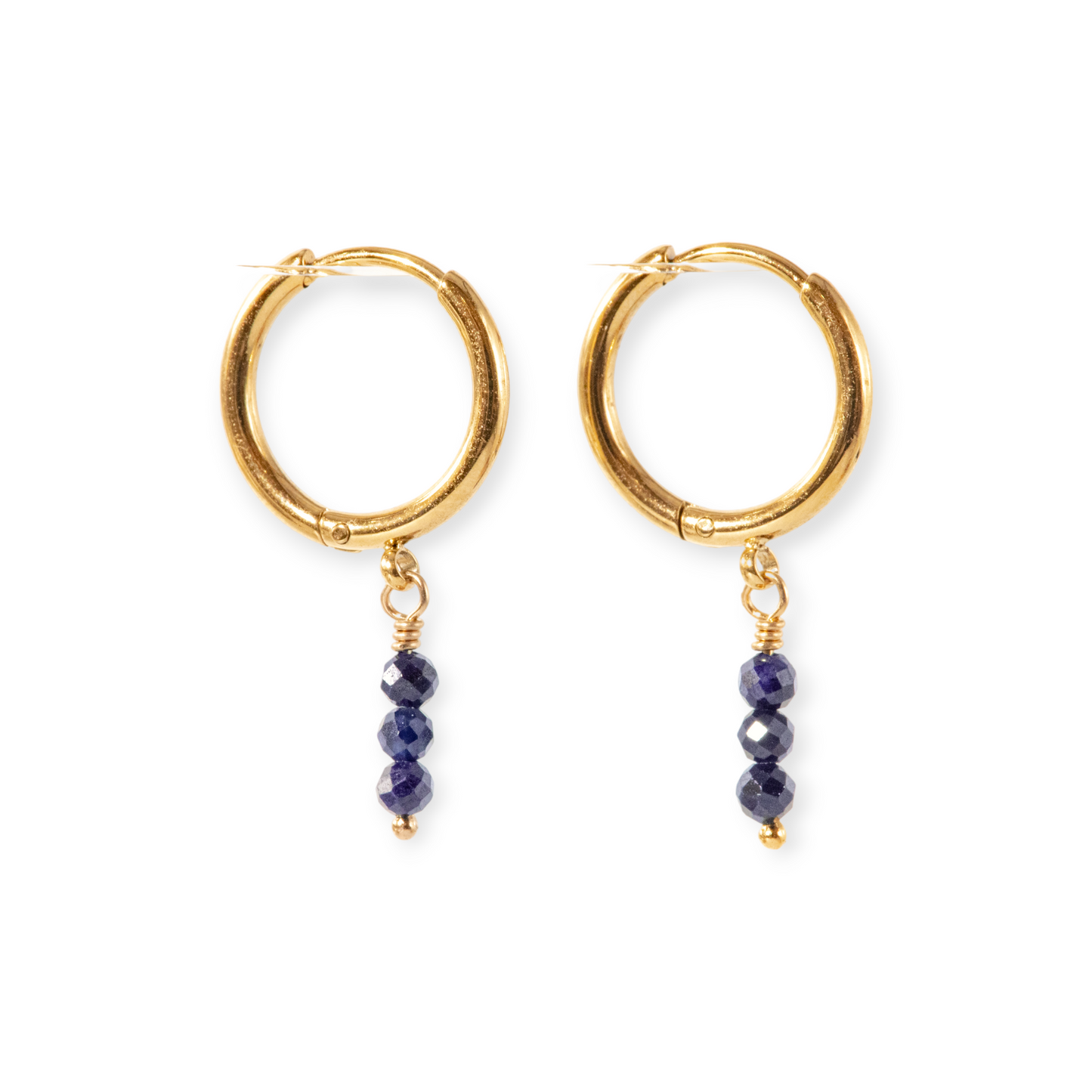 3 Stone Birthstone Hoop Earrings