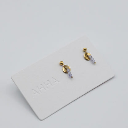 Birthstone Stud Earrings With Natural Gemstones