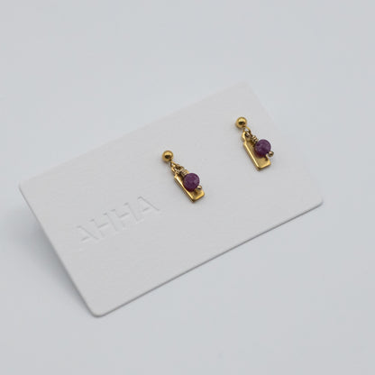 Birthstone Stud Earrings With Natural Gemstones