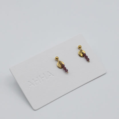 Birthstone Stud Earrings With Natural Gemstones