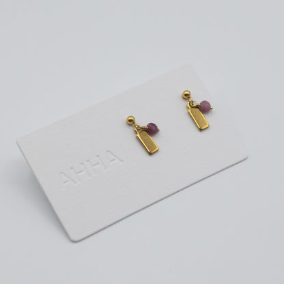 Birthstone Stud Earrings With Natural Gemstones