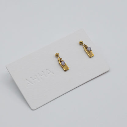 Birthstone Stud Earrings With Natural Gemstones