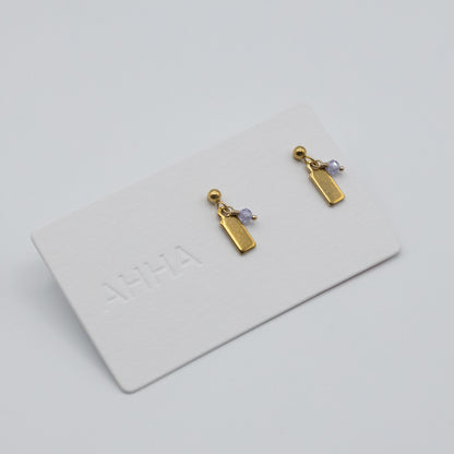 Birthstone Stud Earrings With Natural Gemstones