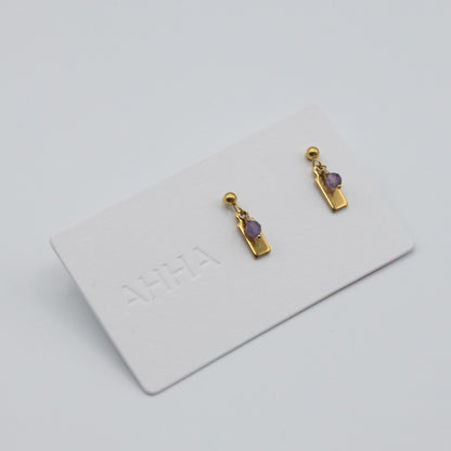 Birthstone Stud Earrings With Natural Gemstones