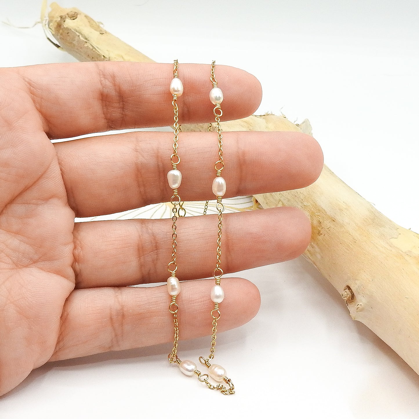 Delicate Gold Necklace With Freshwater Pearls