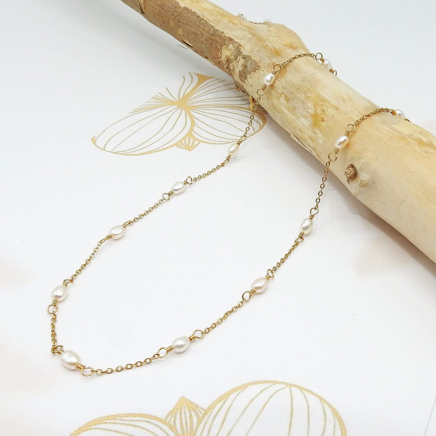 Delicate Gold Necklace With Freshwater Pearls