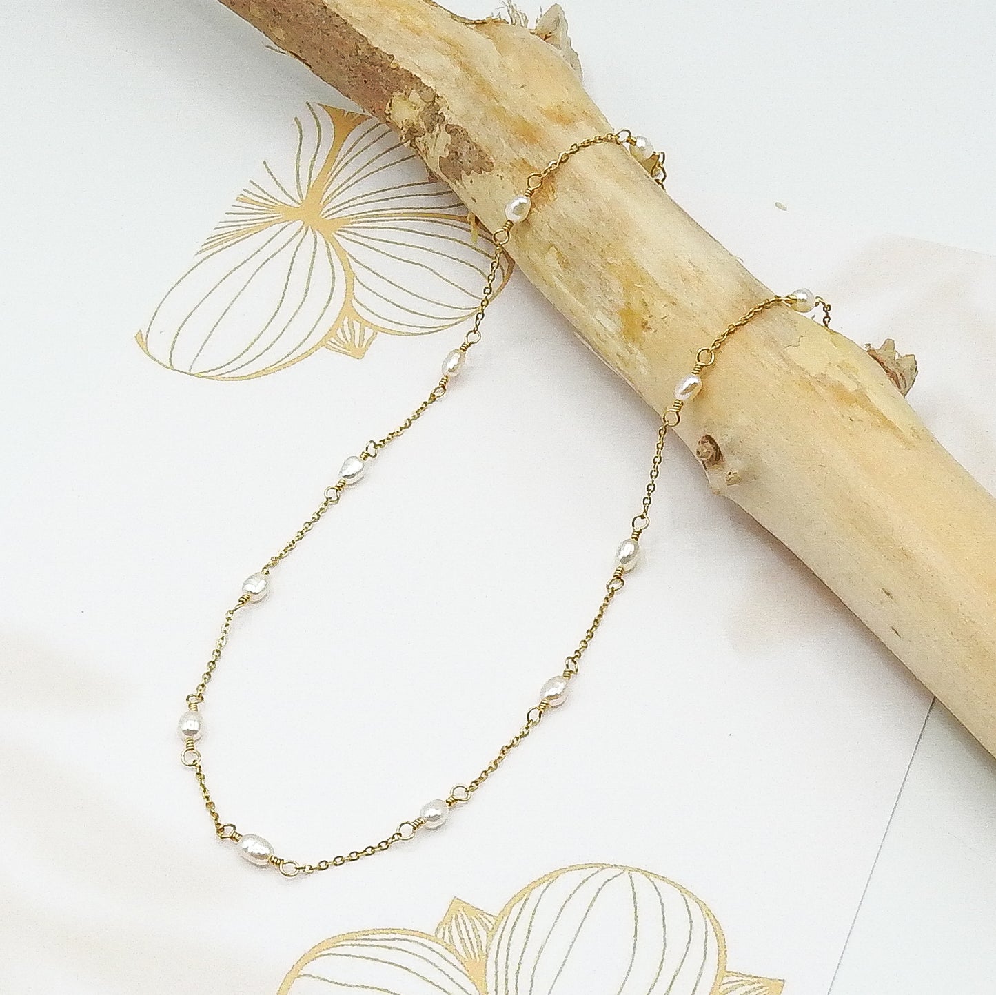 Delicate Gold Necklace With Freshwater Pearls