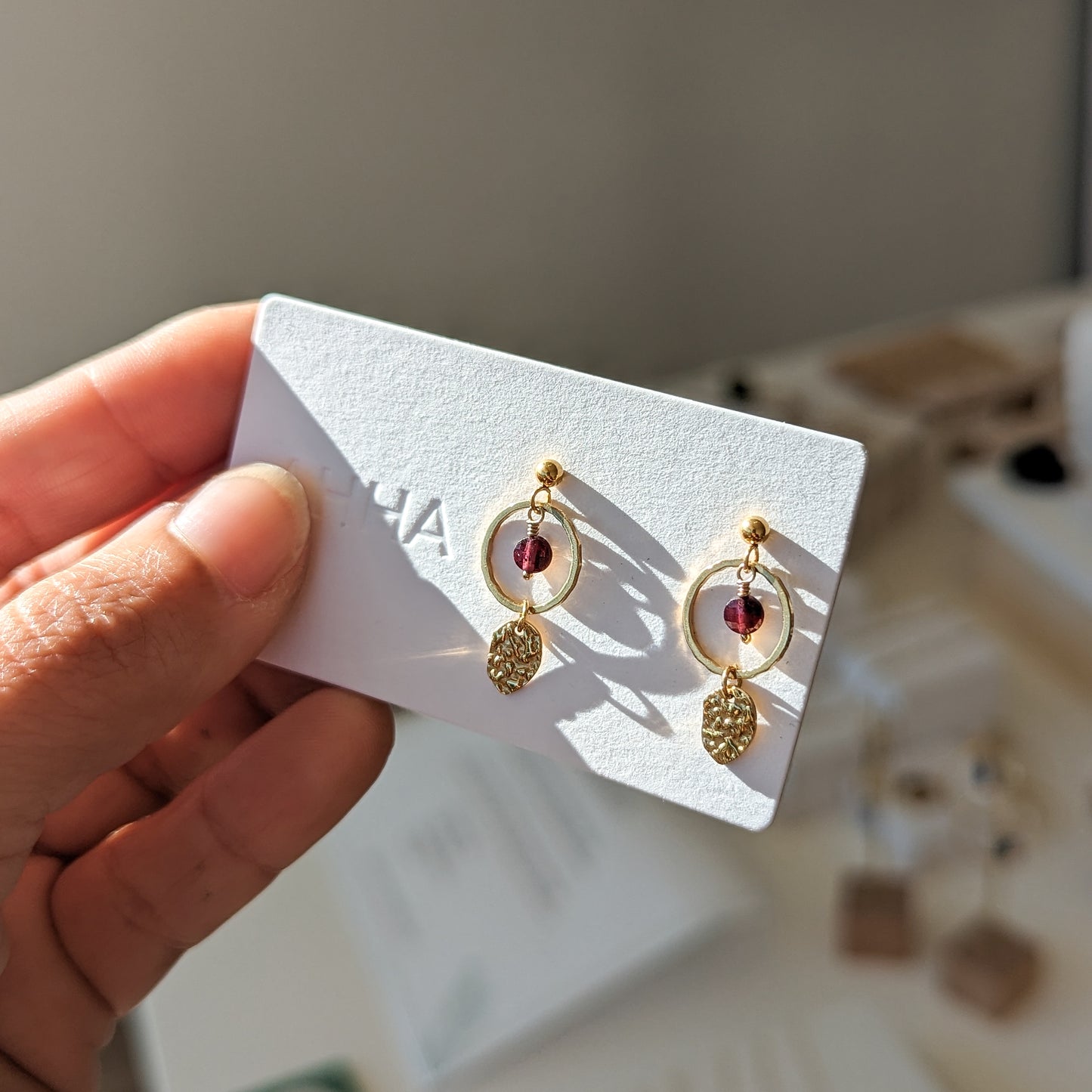 Birthstone Stud Earrings With Natural Gemstones